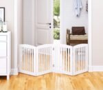 PAWLAND Wooden Freestanding Foldable Pet Gate for Dog,24" H Dog Gate Indoor | Dog Gate for Doorway, Stairs, the House, Step Over Fence, Extra Wide, Room Divider, Front Door, Hallway, 4 Panels, White - Image 8