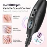 COSLUS C40 Electric Nail Drill Professional, Precise Dial Speed Control | Nail File Machine for Acrylic Gel Dip Powder Removal, Compact Manicure Tools, Beginner-friendly Polishing Set, Home - Image 9