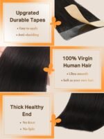 DOORES Tape in Hair Extensions Human Hair for Fine Thin, Add Volume, Length | 20" 50g 20pcs Jet Black, Real Remy Straight Tape ins, Invisible, Skin Weft Seamless for Women, Everyday Wear, Wedding, Silky - Image 4