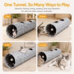 Geometric Straight Cat Tunnel with Plush Inside,Cats Toys Collapsible Tunnel Tube with Balls, for Rabbits, Kittens, Ferrets,Puppy, Diameter 9.8 Inch - Image 8