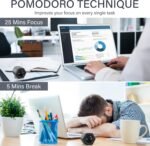 Rotating Pomodoro Timer 5, 25, 10 30,60 Mins Preset Stopwatch, Desk Flip ProductivityTimer, ADHD Tool Hexagon, Vibration/Mute/Alarm, for Work, Study, Back to School, Kitchen, Black - Image 4