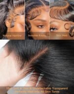 Lace Front Wigs Human Hair 32 Inch 12A Virgin Straight Human Hair Wig 200 Density Soft 13x6 Lace Front Wigs Human Hair Pre Plucked Invisilbe Hairline Glueless HD Frontal Wig Natural Black - Image 7