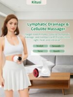 Lymphatic Drainage Massager & Anti Cellulite Massage Tool, for Legs, Arms & Belly, Body,Helps Reduce Stretch Marks & Cellulite,with SoothingPulse, Light Heat & Vibration (White) - Image 3