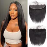 13x4 Lace Frontal Closure Straight Frontal HD Lace Hair Extensions 14 Inch | Brazilian Virgin Human Hair Ear to Ear Frontals Free Part,150% Density Hair Extensions,Natural Black - Image 2