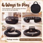 Lewtemi Guinea Pig Playpen with Tunnel 27.5x27.5x16.5 Inch, Breathable Mesh Rabbit Playpen for Bunny Hamster Ferret Chinchilla, Foldable Small Animal Enclosure Indoor Outdoor with Carry Bag, Black - Image 6
