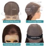 Azkiu20 Inch Chocolate Brown Human Hair Wig 13x6 Lace Front - Image 5