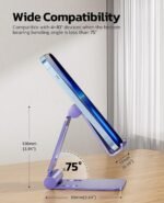 Nulaxy Full Aluminum Dual Folding Cell Phone Stand for Desk, Purple | Height Angle Adjustable, Portable, Anti-Slip Base, Fits 18mm Thick Case Smartphone, Nintendo Switch Desk Essential Accessory - Image 3