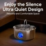 Cat Water Fountain Stainless Steel: 108oz/3.2L Cat Fountain for Drinking | Pet Water Fountain Inside - Automatic Dog Watering Dispenser Bowl - Pet Feeding & Watering Supplies - Water Level Window - Image 5
