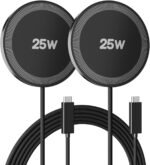 MagSafe 25W Wireless Charger for Apple Magnetic Fast Charging Pad | Compatible for iPhone 17 17e 16 16e 15 14 13 12 Pro Max - AirPods-Slim Portable for Travel Bedside Office - 2 Pack, Black - Image 2