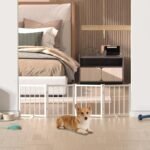 Snuowu 16" Freestanding Short Dog Gate for Small Dogs – Foldable & Retractable, Expands Up to 48" Wide, 4-Panel Pet Barrier for Doorways, Stairs & Hallways (White) - Image 5