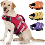 Kuoser Reflective Dog Life Jacket, Dog Life Vest for Swimming Boating | Adjustable Pet Lifejackets, High Flotation Doggie Swimsuit with Rescue Handle for Small Medium Large Dogs - Image 2