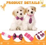 Reginary 100 Pieces Dog Bow Tie Collar Set Include 40 Dog Neckties, and 30 Puppy Bowties, 30 Collar Flowers, Adjustable Pet Ties Grooming for Small Medium Cats Pets Supply(Plaid) - Image 4