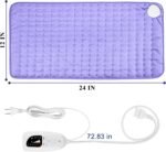 Electric Heating pad with 6 Heat Settings, Auto Shut Off, Dry Electric Heating for Back Neck Knee Arms Legs Shoulder Heat Pads for Christmas Birthday Father's Day Mother's Day (24"X12", Light Purple) - Image 6