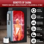 Infrared Steam Sauna with 660nm 470nm 850nm Red & Blue Light Therapy | 3L 1300W Steamer, 9 Heat Levels, 2 Light Therapy Modes, XXL Folding Chair, Portable Sauna Tent Personal Indoor Sauna for Home - Image 7