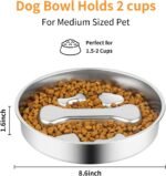 Novery Non-Slip Stainless Steel Slow Feeder Dog Bowl, 2-Cups | Interactive Slow Feeding Puzzle Maze, Prevents Choking & Bloating, Non-Slip Bottom, For Medium Dogs & Cats - Image 3