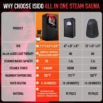 Infrared Steam Sauna with 660nm 470nm 850nm Red & Blue Light Therapy | 3L 1300W Steamer, 9 Heat Levels, 2 Light Therapy Modes, XXL Folding Chair, Portable Sauna Tent Personal Indoor Sauna for Home - Image 4