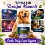 Hemp Calming Chews for Dogs, Advanced Dog Calming Chews | Anxiety Relief Supplement Treats with Melatonin L-Theanine - Sleep Aid for Separation, Barking, Stress, Hyperactivity - Image 6