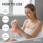 ARCH&M Exfoliating Washcloth & Shower Body Scrubber, 3 Pack | Japanese Washcloth, Korean Back Scrubber Towel, All Skin Type Daily Use in Shower, Textured Nylon, Smoother Skin, Quick-Dry - Image 3