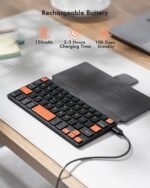 Doohoeek Universal Bluetooth Mini Keyboard, Wireless Compact Keyboard with Orange Navigation Keys & Any-Angle Stand for Android/iOS/Windows, Dual-Device Keypad for Phones/Galaxy Z Fold/iPad mini - Image 7