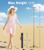 TONEOF 68" Magnetic Aluminum Phone Tripod Selfie Stick for iPhone & Android | Rechargeable Remote,360° Rotatable Foldable Cell Phone Stand Holder with Metal Ring,Travel Tripod for Magsafe (Black) - Image 7
