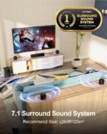 ULTIMEA 7.1ch Sound Bar with Subwoofer, Virtual Surround Sound System for TV, Sound Bar for Smart TV with 4 Surround Speakers, Peak Power 330W, TV Soundbar with App Control, Opt/AUX/BT, Aura A40 - Image 3