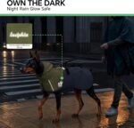 Luciphia Dog Raincoat, Adjustable Hooded Reflective Jacket with Pocket | Olive Navy XX-Large dog rain jacket with leash hole, buckle-on, non-stick fur. For daily walks. - Image 6