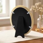 Oval Pearl and Crystal Decorative Makeup Mirror(white1) | Elegant White Faux Pearl Embellished Frame ，8“ L x 6.1” W - Image 6