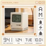 UNEEDE Maclock Retro Desk Clock, 1984 W-8 Computer Inspired Pixel Display Rechargeable Desk Clock, Multi-Alarm, Calendar, Temperature, Dimmable, Unique Retro Tech Gift for Office Bedroom Night Light - Image 3