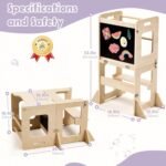 labebe Toddler Standing Tower for 12M+, Montessori Foldable Learning Standing Tower with Blackboard, Anti-tip Structure Design,Wooden Kitchen Step Helper Stool for 1-3 Year Old Boy Girl Gift - Image 5