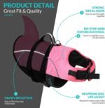 Small Dog Life Jacket Shark Light Puppy Life Vest for Swimming | Dog Life Vest for Boating Kayaking Canoeing - High Buoyancy Reflective Pet Lifesaver with Rescue Handle/ Leash Hook Pink,XS - Image 3