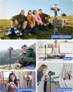 EMART 62’’ Cell Phone Tripod Stand with Remote for iPhone and Android | Compact lightweight design easy to carry for travel & outdoor use，works great for live streaming, vlogging, filming - Image 10