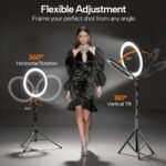 EMART 10" Ring Light with 55" Extendable Tripod Stands and Phone Holder | Dimmable LED Circle Round Light for Selfie Camera Photography, Makeup, YouTube Video, Vlogging, Live Streaming - Image 6