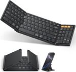 OMOTON Foldable Keyboard for Travel, Full Size with Number Pad, Black | Bluetooth 3-device Switching for iPad/iPhone/Tablet/Laptop/Mac, USB-C Rechargeable, Folding Portable for Travel & Remote Work - Image 2