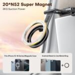 OMOTON TP02 [360° Rotating] Stable Clip Magnetic Phone Tripod for iPhone 17 | Aluminum Cell Phone Stand, Back Magnet Base, Fold 3-Adjustment, Women Men Gift, Fits Vlog, Gym, Travel Essentials Accessories - Image 3