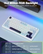 AULA F75 75% Wireless Mechanical Keyboard, Hot Swappable Creamy Keyboard, Pre-lubed Reaper Switches, 2.4GHz/Type-C/BT5.0, RGB Backlit Gaming Keyboards(White & Blue) - Image 7