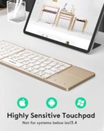 Samsers Foldable Bluetooth Keyboard with Touchpad, Ultra Slim Compact, Gold | Multi-touch Trackpad, Full Size, Phone Holder, USB-C Charging, 1 Device, for Android Windows iOS Mac OS, Mobile Productivity - Image 3