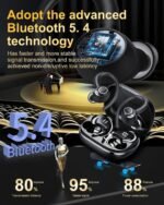 Wireless Earbuds, Bluetooth 5.4 Headphones Sport Over Ear Buds With ENC Mic | Noise Cancelling, 48H, Wireless Earphone With Earhooks, Stereo Deep Bass, IP7 Waterproof ear bud for Workout Running, Black - Image 4