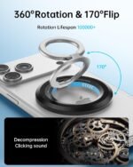 SYNCWIRE Magnetic Phone Ring Holder, for MagSafe Phone Grip Stand Kickstand | 360° Rotation, Double-Sided Magnet, Cell Phone Grip Finger Holder, for iPhone 17 16 15 14 13 12 Pro Max, MagSafe Accessories - Image 4