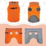 Lelepet Dog Coat Warm Dog Winter Coat Waterproof Dogs Jacket with Harness | Reflective Pet Fleece Vest Zip-Up Cold Weather Coats for Medium Dogs Turtleneck & Windproof Coats Dachshund Blaze Orange M - Image 3