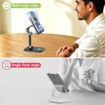 Phone Stand, Foldable Cell Phone Stand Holder for Desk Office Accessories Adjustable Height and Angle iPhone Stand Compatible with 4"-13" Phones iPad Tablet - Black - Image 6