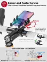 Bike Phone Mount Holder, Aluminum Motorcycle Phone Mount, Handlebar Mounted Cell Phone Holder for Bike, 360° Rotation, Universal Bicycle Phone Mount for 4.5-7 Inch Phones - Image 4