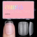 AILLSA Extra Short Square Nail Tips Gel Nails Tips Acrylic Press On | Squoval Nail Tip 240 PCS False Full Cover Matte Nails Tip Kit 15 Sizes with Storage Box for Manicure - Image 2