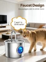 Cat Water Fountain Advanced 304 Stainless Steel 2.2L/74oz with Detachable Tank, Easy to Clean, Automatic Pet Fountain Quiet Cats Water Dispenser, Perfect for Cats Dogs Indoor - Image 4