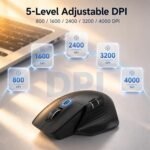 PHILIPS Ergonomic Wireless Mouse, Multi-Device Bluetooth (USB-A/C) for Laptop & Mac/PC, Silent Productivity Mouse with Side Scroll, 5-Level DPI Rechargeable Computer Mouse, Right-Handed Comfort - Image 5