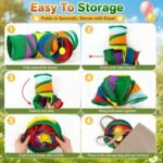 Rypet Guinea Pig Tunnel Hideout 3-Way Collapsible Small Pet Tubes, Rainbow | 3 Way Design for Exploration, Collapsible for Easy Storage, Built-in Play Ball, Hiding & Resting for Hamsters Ferrets - Image 8