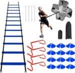 Professional Agility Ladder Speed Training Equipment Set-20ft Agility Ladder,12 Soccer Cones, 4 Agility Hurdles, Running Parachute, Suitable for Soccer Football Basketball Training - Image 2