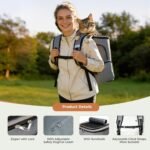 Lekereise Cat Backpack Expandable Pet Carrier Backpack for Small Cats and Dogs, Foldable Dog Carrier Backpack with Inner Safety Leash, Grey - Image 6