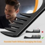 3Pcs Hair Styling Combs Set for Men, Black Barber Wide Tooth Texture Comb for Quiff, Pompadour, Slick Back, Fauxhawk, Undercut - Image 6