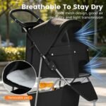 BestPet | 3-Wheel Pet Stroller | Dog and Cat Stroller | Breathable Mesh | Lightweight Travel Carrier | Waterproof & Foldable Design | Storage Basket | Black | for Daily Walks & Outdoor Use | Breathable Mesh | Lightweight, Waterproof Travel Carrier with Cup Holder & Storage Basket | for Daily Walks & Outdoor Use - Image 7