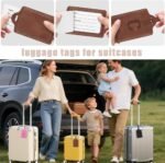 Luggage Tags for Suitcase Personalized Initial Leather Bag Tags | Embossed Travel Tags, 3 Info Cards, Privacy, Travel Essentials, Monogrammed Letter, Backpack Tags, Women and Men, Brown C - Image 5